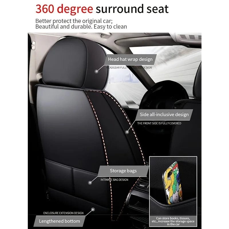  Showlu Fashion Store Luxury Car Seat Cover PU Leather Automobiles Seat Cushion Protector Chair Four Seasons Vehicle Interior Car Accessories