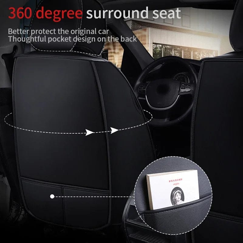  Showlu Fashion Store Luxury Leather Car Seat Cover Set For Most Auto Chair Protector Pad Comfort Car Seat Cushion Universal Automotive Accessories