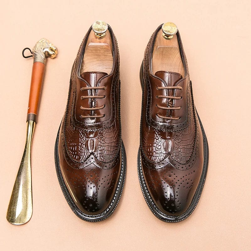 SHOWLU FASHION STORE Luxury Men's Brogue Shoes Men SUIT Shoes Casual Formal Business leather Shoes Men brown Wedding Shoes Italian Dress banquet Shoe