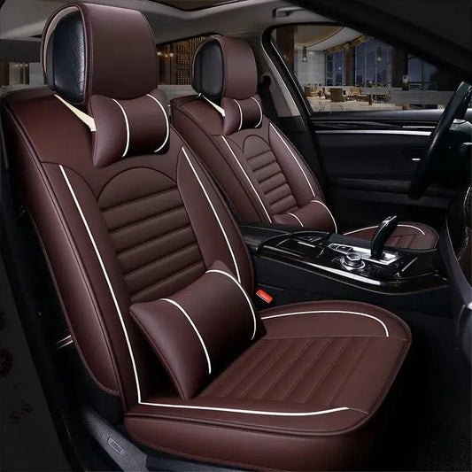  Showlu Fashion Store Luxury Quality Leather Car Seat Cover Comfortable  Four Seasons Universal Front/ Rear/ Full Set Cover Cushion Car Seat Protector