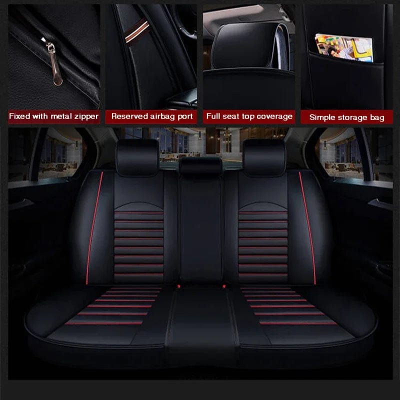  Showlu Fashion Store Luxury Quality Leather Car Seat Cover Comfortable  Four Seasons Universal Front/ Rear/ Full Set Cover Cushion Car Seat Protector