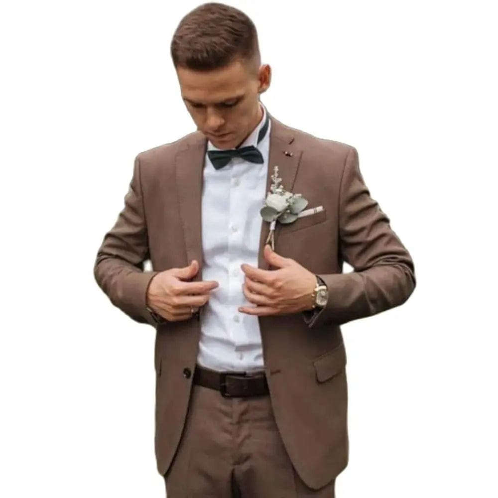 SHOWLU FASHION STORE Luxury Wedding Brown Men Suits Skinny Classic Groom 2 Piece Jacket Pants Outfits High Quality Custom Costume Homme Blazer 2024