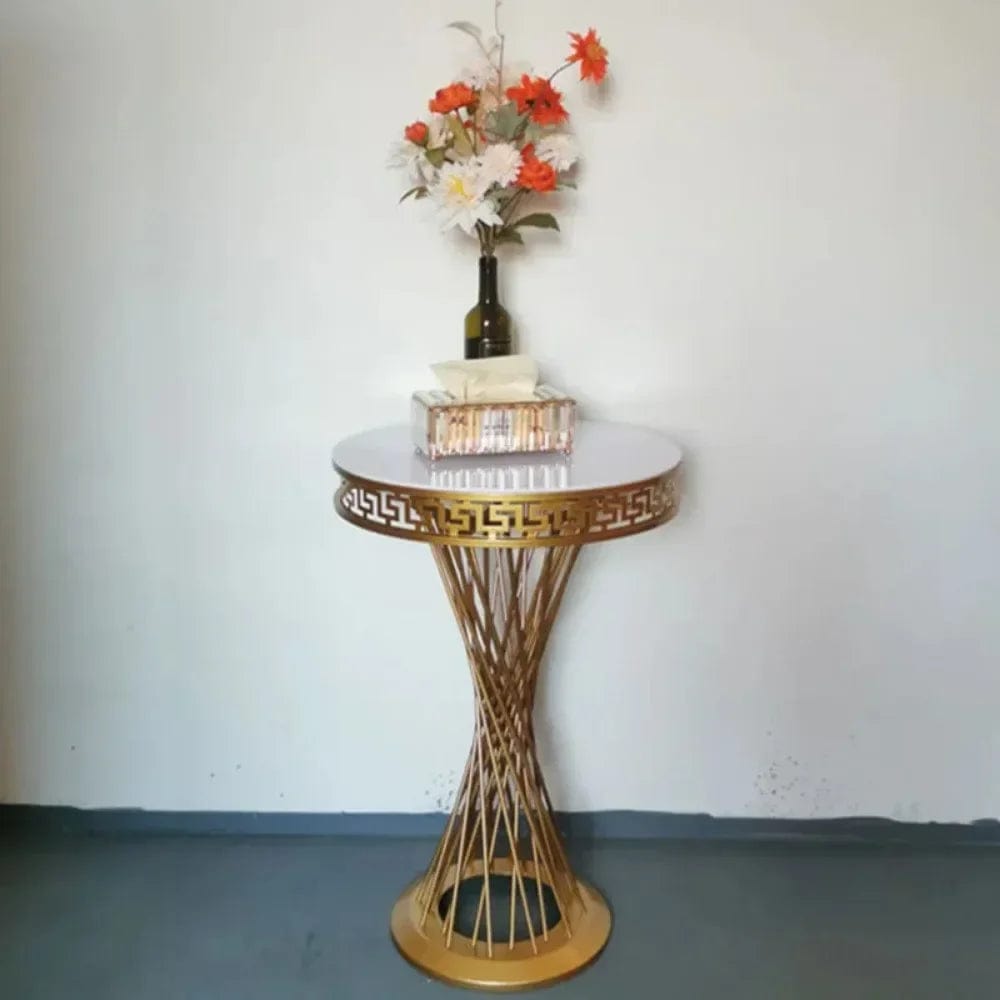  Showlu Fashion Store Luxury Wedding Decoration French Gold Dessert Table Cylinder Flower Stand Cake Holder for Party Banquet Hall Site Layout Props