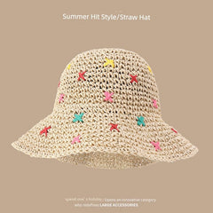  Showlu Fashion Store M(56-58cm) / Color XX-beige Straw Hat Japanese Style Women's Hand-Woven Summer Outing Lace