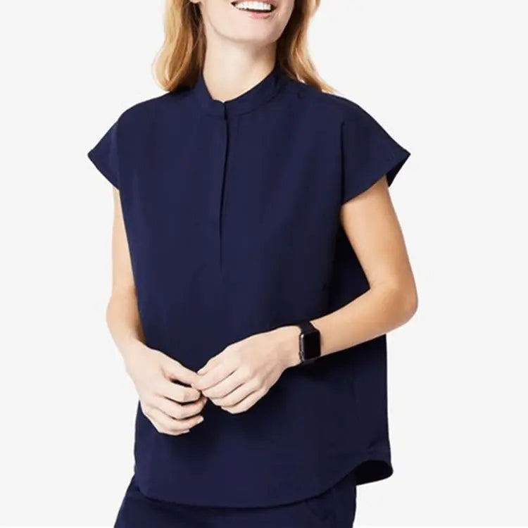 Blue unisex nursing scrub set with top and pants, high-quality reusable hospital uniform for adults by Showlu Fashion Store