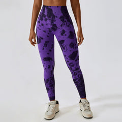  Showlu Fashion Store M / Purple Black Fashion Tie Dye Seamless High Waist Yoga Pants Peach Hip Raise Fitness Pants Running Sports Tight Pants