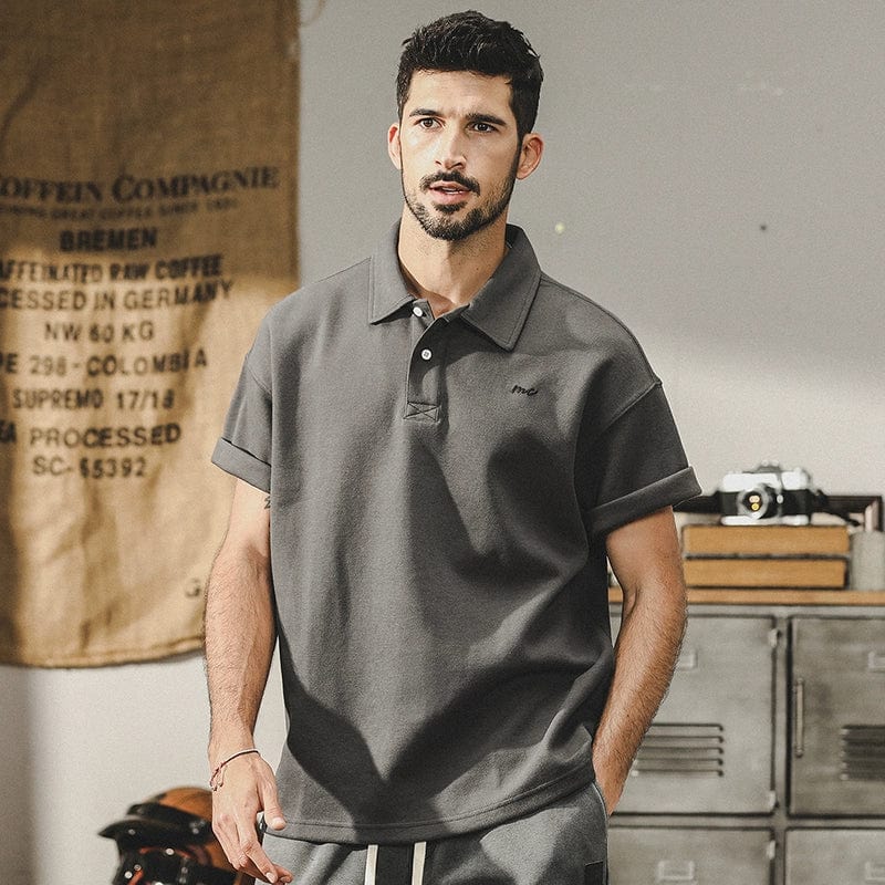  Showlu Fashion Store M(Suitable for 50.00 kg-60.00 kg) / Dark Gray Trendy Polo Shirt Summer American Minimalist Casual Short Sleeve