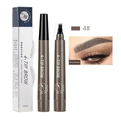 Showlu Fashion Store M04 5 Colors Waterproof 4 Fork Tip Eyebrow Tattoo Pencil Long Lasting Brown Liquid Eyebrow Pen Eye Cosmetics Women Beauty Makeup