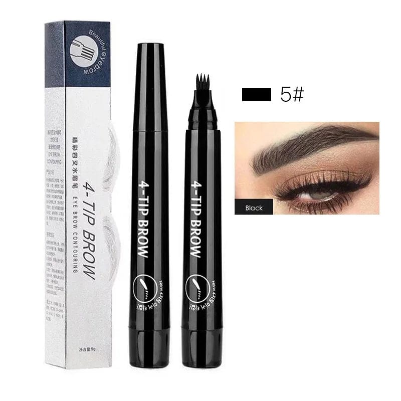 Showlu Fashion Store M05 5 Colors Waterproof 4 Fork Tip Eyebrow Tattoo Pencil Long Lasting Brown Liquid Eyebrow Pen Eye Cosmetics Women Beauty Makeup