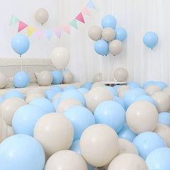  Showlu Fashion Store Maca Blue 15 + Light Milk Tea 15(Including gifts) Six One Dark Blue and Light Blue Blue White Macaron Blue Balloon Birthday Graduation Kindergarten Scene Layout Decoration