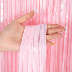 Showlu Fashion Store Macaron pink / 2M drop 1M width Advanced Birthday Party Decorations Backdrop Wall Foil Tassel Fringe Curtain Kids Adult Photo Booth Baby Shower Party Supplies