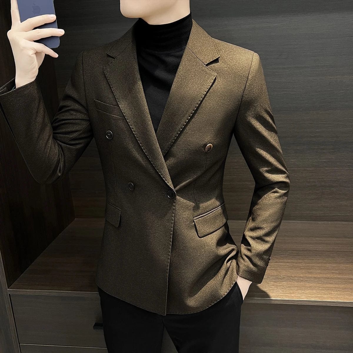 SHOWLU FASHION STORE Male Business Blazer Casual Coat Double Breasted Fashion 2024 Vintage New In Men's Suit Dress Jackets Fashionable Single Models