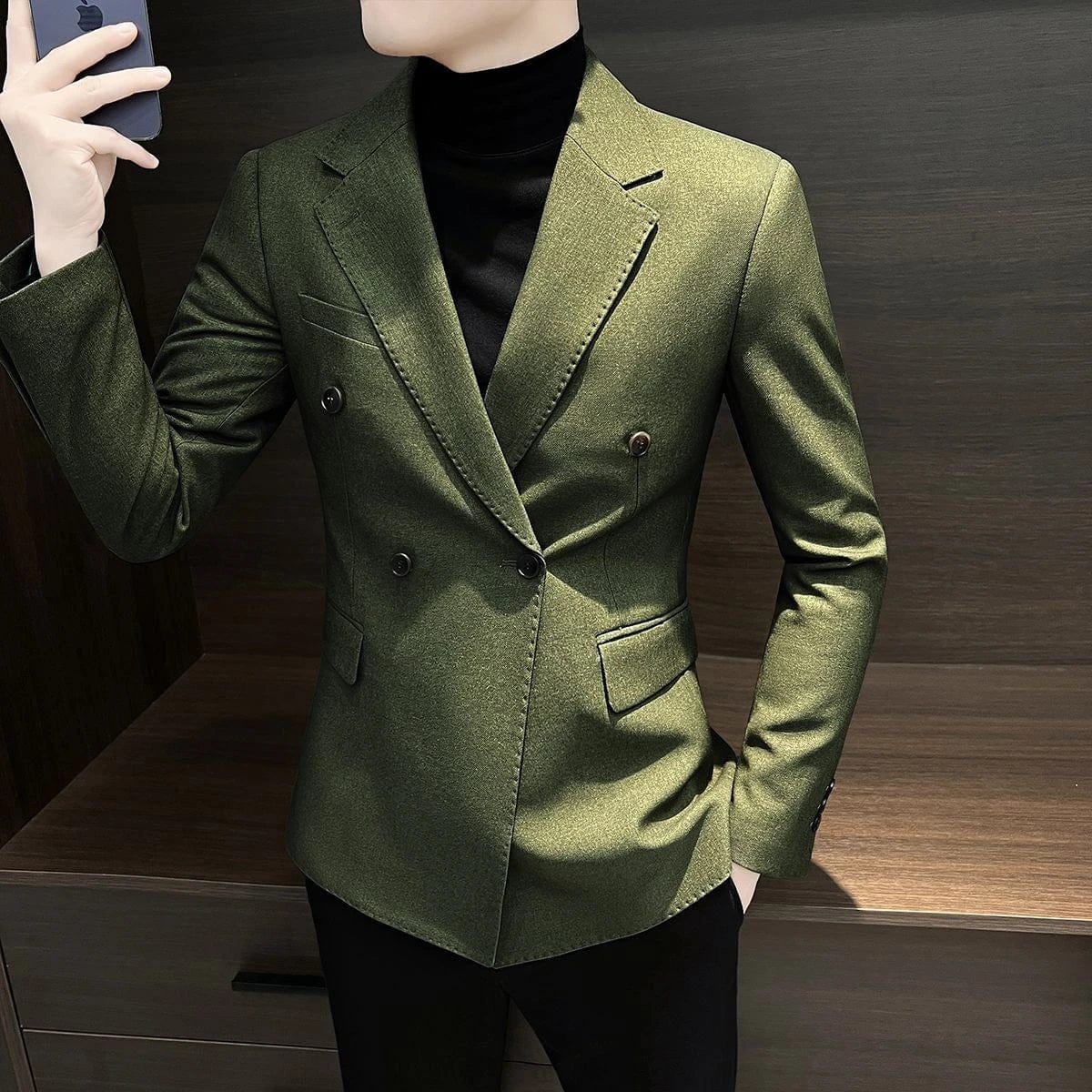 SHOWLU FASHION STORE Male Business Blazer Casual Coat Double Breasted Fashion 2024 Vintage New In Men's Suit Dress Jackets Fashionable Single Models