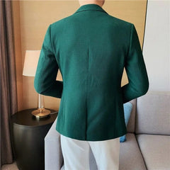 SHOWLU FASHION STORE Man Suits and Blazers White Business Coats Dress Jackets Waffle Jacket for Men Clothing Korean Style Clothes Simple Breasted