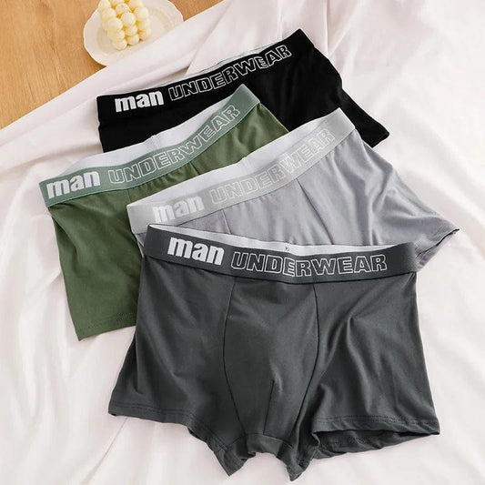  Showlu Fashion Store Man Underwear Fashion Solid Cotton Comfortable Breathable Boxers Men's Underpants Male Letter Printed Panties Shorts Underwear