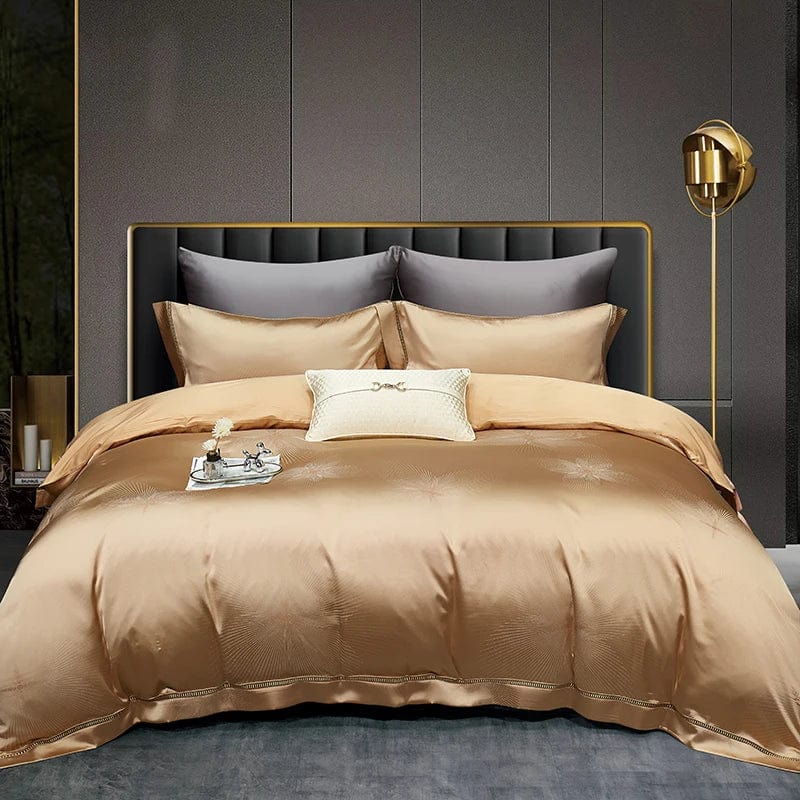 SHOWLU FASHION STORE Mansifeier-gold / 200x230cm 4pcs High End Mulberry S i l k Jacquard Bedding Set  4-piece Duvet Cover Set 200*230CM 220*240CM Flat Sheet Bedding