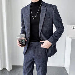 SHOWLU FASHION STORE Men Dress Blazers Pants Vest 3 Piece Set / Male Wedding New 2024 Autumn Business Formal Plaid Suit Luxury Slim Fit Coat Trousers