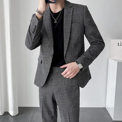 SHOWLU FASHION STORE Men Dress Blazers Pants Vest 3 Piece Set / Male Wedding New 2024 Autumn Business Formal Plaid Suit Luxury Slim Fit Coat Trousers