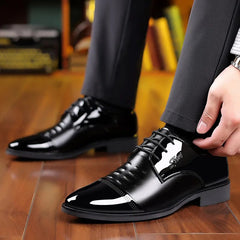  Showlu Fashion Store Men Dress Shoes Patent Leather Oxford Shoes Male Formal Shoes Big Size 38-48 Handsome Men Pointed Toe Shoes for Wedding