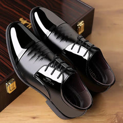  Showlu Fashion Store Men Dress Shoes Patent Leather Oxford Shoes Male Formal Shoes Big Size 38-48 Handsome Men Pointed Toe Shoes for Wedding