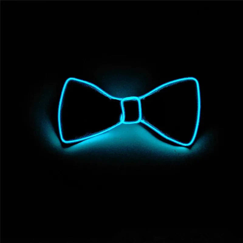 Showlu LED Neon EL Wire glowing bow tie, luminous party light-up accessory for parties, Halloween, Christmas, and stage performances.