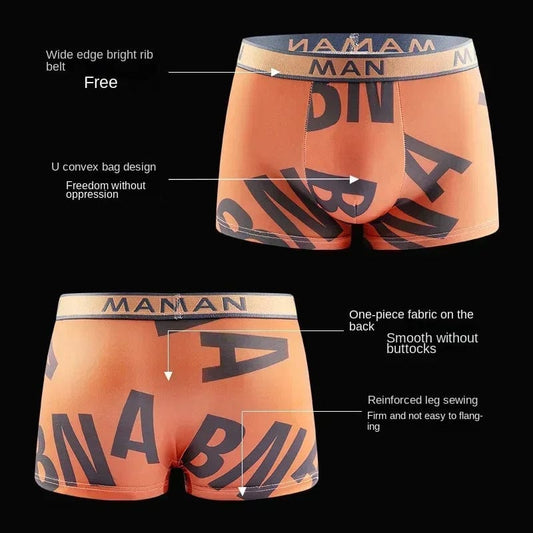  Showlu Fashion Store Men Panties Seamless Letter Printed Underpants Breathable Man Underwear Boxers Fashion Boxer Plus Size Male calzoncillo hombre