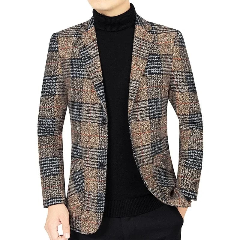  Showlu Fashion Store Men Plaid Blazers Jackets New Spring Autumn Business Casual Suits Jackets Coats Male Formal Wear Slim Fit Blazers Size 4XL