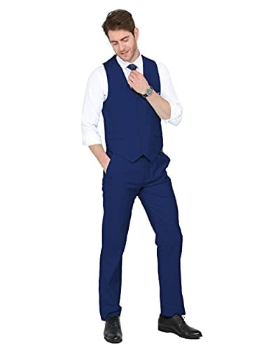 SHOWLU FASHION STORE Men's 3 Pieces Suit Elegant Solid One Button Slim Fit Single Breasted Party Blazer Vest Pants Set. Black