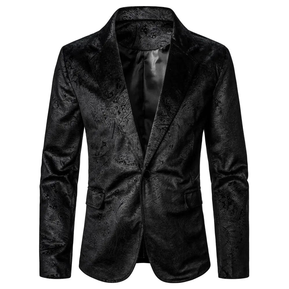  Showlu Fashion Store Men's Blazer Grain Texture Patterned Pocket SingleButton Casual Night Club Bar Stage Wedding  Conference Dinner Men's Wear