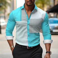 SHOWLU FASHION STORE Men's button-up shirt casual business spring and summer large size long-sleeved striped print work daily vacation shirt