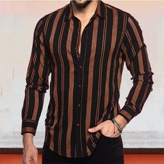 SHOWLU FASHION STORE Men's button-up shirt casual business spring and summer large size long-sleeved striped print work daily vacation shirt