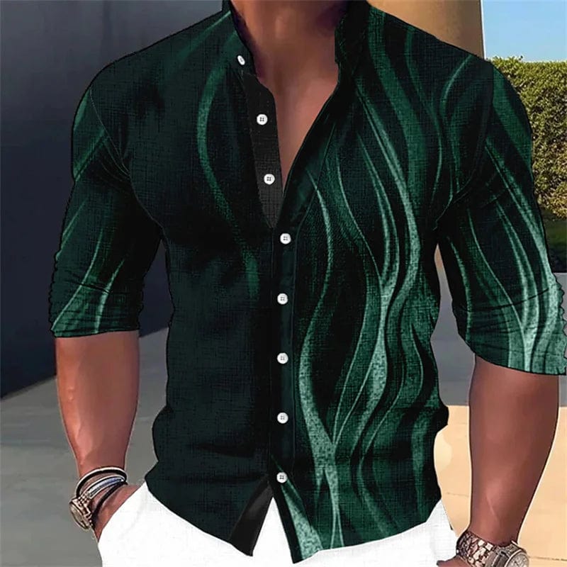 SHOWLU FASHION STORE Men's button-up shirt casual business spring and summer large size long-sleeved striped print work daily vacation shirt