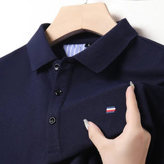  Showlu Fashion Store Men's Casual Fashion Polo Shirt Breathable and Comfortable Embroidered Top