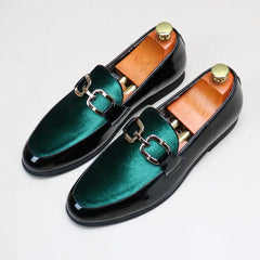  Showlu Fashion Store Men's Casual Leather Shoes Mens Fashion Patchwork Party Wedding Loafers Moccasins Men Slip-on Light Comfortable Driving Flats