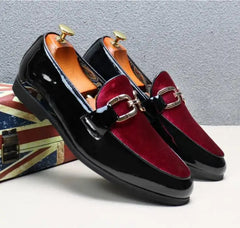  Showlu Fashion Store Men's Casual Leather Shoes Mens Fashion Patchwork Party Wedding Loafers Moccasins Men Slip-on Light Comfortable Driving Flats