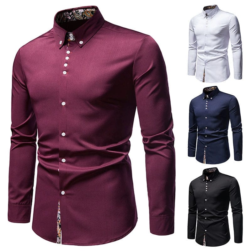 SHOWLU FASHION STORE Men's Casual Long-Sleeve Button-down Formal Wear