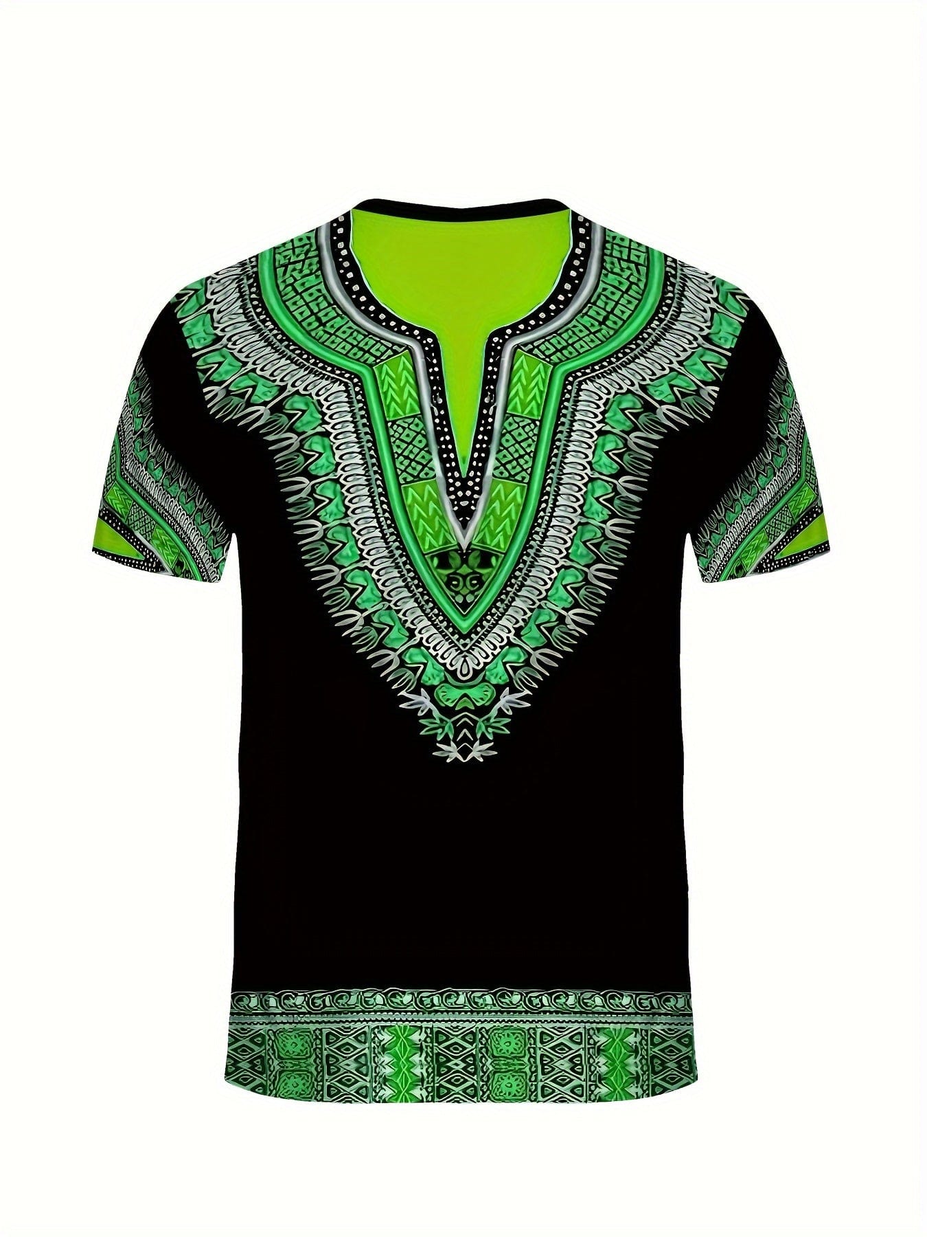 SHOWLU FASHION STORE Men's Casual Sportswear - Ethnic Paisley Print, 3D Digital Graphic Tee | Comfy Polyester, Short Sleeve, Round Neck | Perfect for Daily Wear & Leisure