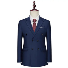 SHOWLU FASHION STORE Men's Double-breasted Business Suit Jackets Men's High Quality Fashion Slim Solid Color Tuxedo Man Casual luxury Blazers 6XL-M