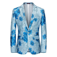  Showlu Fashion Store Men's high-end brand suit jacket Blazer slim business casual print baroque men's suit jacket social banquet dress suit jacket