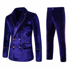 SHOWLU FASHION STORE Men's High-end Velvet Suits  Dress Jacket Party Costumes Jacket and Pants