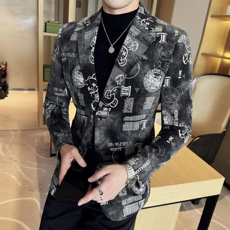 SHOWLU FASHION STORE Men's Jacquard Denim Suit Jacket High-quality Luxury Blazer 2024 Autumn New Business and Leisure Wedding Groom's Dress Jacket