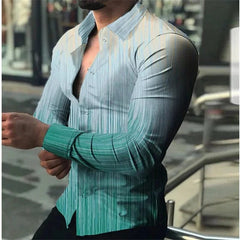 SHOWLU FASHION STORE Men's shirt long sleeve gradient lapel buttoned top green black blue purple red daily vacation fashion casual breathable XS-6XL