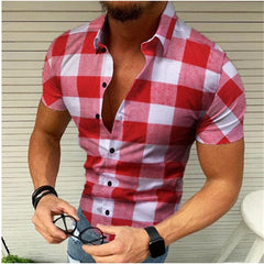 SHOWLU FASHION STORE Men's shirt pattern shirt printed shirt outdoor street short sleeved clothing oversized fashion street clothing designer