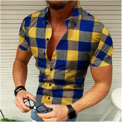 SHOWLU FASHION STORE Men's shirt pattern shirt printed shirt outdoor street short sleeved clothing oversized fashion street clothing designer