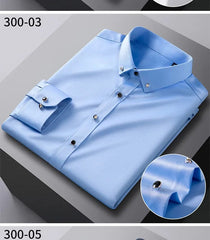  Showlu Fashion Store Men's Silk Shirts Long Sleeve Drill Button Solid Color 3XL Silky Business Formal Social No Iron and Wrinkle Soft Fashion Clothes