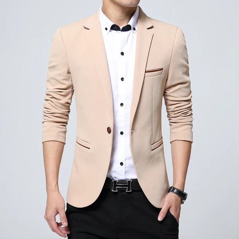 SHOWLU FASHION STORE Men's Smart Casual Suit Blazers Slim Fit Sport Coat Fashion Formal Dress Groom Marriage Suit Coat Spring Autumn Outwear