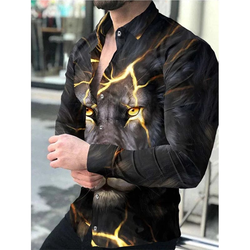 SHOWLU FASHION STORE Men's Star Sky Printed Long Sleeve Shirt 2023 Fashion Design Luxury Long Sleeve Tops Men's Four Seasons Button Lapel Shirts