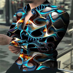 SHOWLU FASHION STORE Men's Star Sky Printed Long Sleeve Shirt 2023 Fashion Design Luxury Long Sleeve Tops Men's Four Seasons Button Lapel Shirts