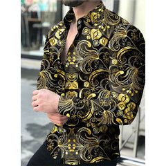 SHOWLU FASHION STORE Men's Star Sky Printed Long Sleeve Shirt 2023 Fashion Design Luxury Long Sleeve Tops Men's Four Seasons Button Lapel Shirts