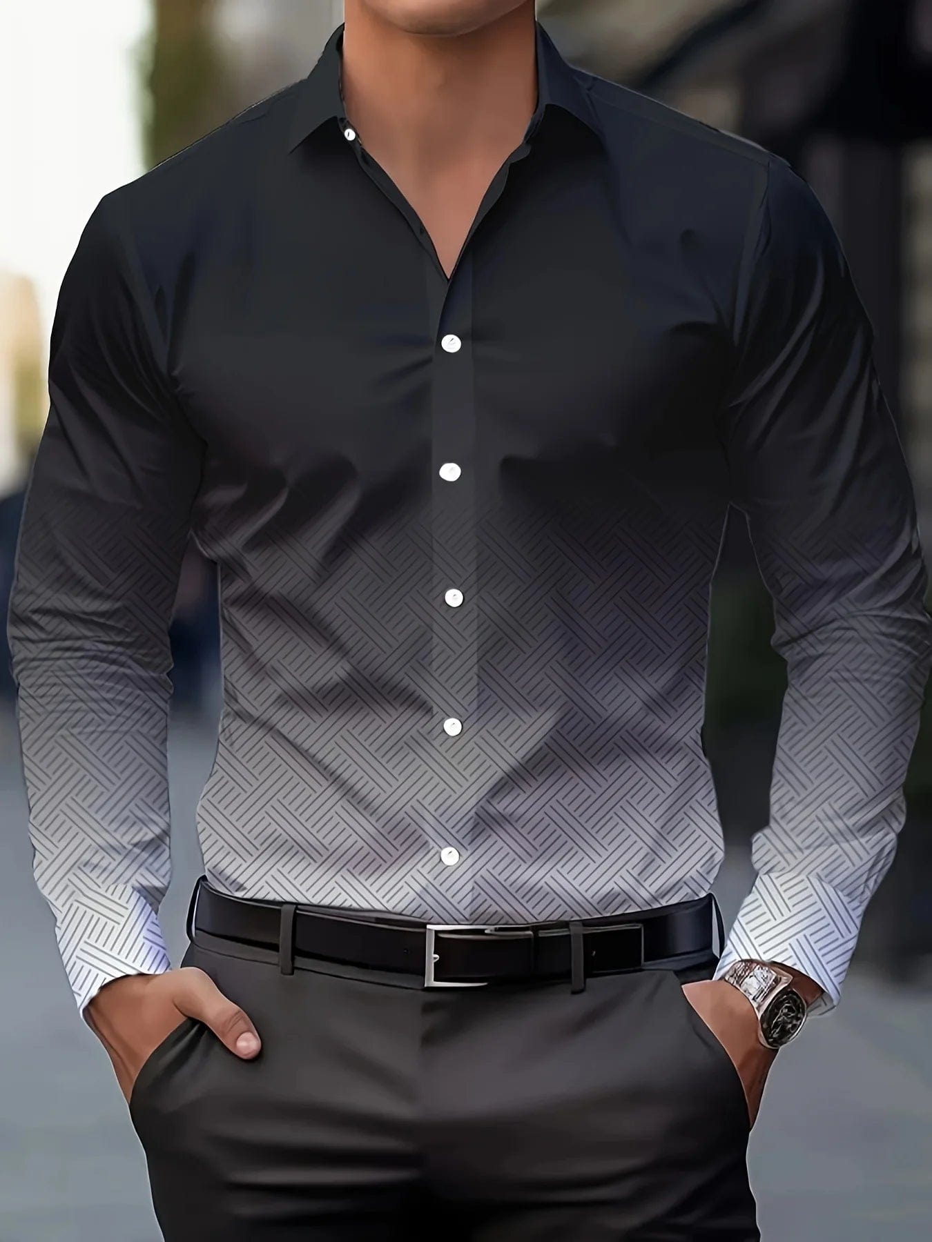 SHOWLU FASHION STORE Men's Stylish Long Sleeve Casual Lapel Shirts Casual tops breathable full sleeve shirt for men daily basic Business shirt